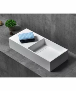 BERNSTEIN Vasque à Poser Ou Murale, TWG08, En Solid Surface (pierre Solide) - Blanc Mat - 75 X 32,5 X 15 Cm