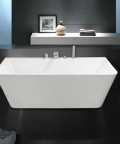 BERNSTEIN Baignoire îlot VENEZIA En Acrylique Blanc - 170x80cm - Robinetterie En Option: Sans Service De Prémontage, Avec Mitigeur 6080 Noir