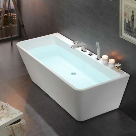 BERNSTEIN Baignoire îlot VENEZIA En Acrylique Blanc - 170x80cm - Robinetterie En Option: Sans Service De Prémontage, Avec Mitigeur 6080 Noir 4 BERNSTEIN Baignoire îlot VENEZIA En Acrylique Blanc - 170x80cm - Robinetterie En Option: Sans Service De Prémontage, Avec Mitigeur 6080 Noir – Image 2