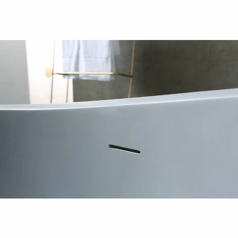 BERNSTEIN Baignoire îlot En Pierre Solide, Solide Surface, WAVE STONEgris Mat, 180 X 110cm : Sans Cache Supplémentaire 4 BERNSTEIN Baignoire îlot En Pierre Solide, Solide Surface, WAVE STONEgris Mat, 180 X 110cm : Sans Cache Supplémentaire – Image 3