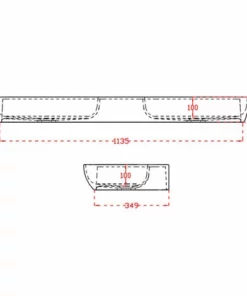 BERNSTEIN Double Vasque à Poser Ou Pour Montage Mural TWG203 En Pierre Solide (Solid Stone) Noir/ Blanc Mat - 120x40x12cm -BERNSTEIN Shop 54313424 4