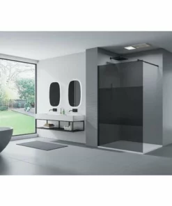 BERNSTEIN Paroi De Douche à L'italienne - Nano Protection - 8mm - EX101 Noir - Verre Gris Et Satiné Partiel - Largeur Sélectionnable: 1000mm