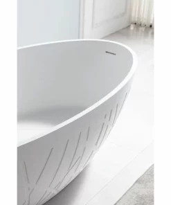 BERNSTEIN Baignoire îlot Design En Pierre Solide LEO - Blanc Mat - 180 X 85 X 52 Cm -BERNSTEIN Shop 54313454 5