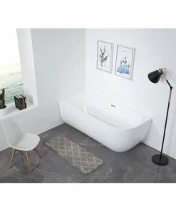 BERNSTEIN Baignoire îlot LENA CORNER En Acrylique Sanitaire Blanc Brillant - Installation à Gauche -170 X 75 Cm - Robinetterie En Option: Sans Robinet Mitigeur, Sans Siphon