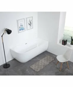 BERNSTEIN Baignoire îlot LENA CORNER En Acrylique Sanitaire Blanc Brillant - Installation à Droite -170 X 75 Cm - Robinetterie En Option: Sans Robinet Mitigeur, Sans Siphon