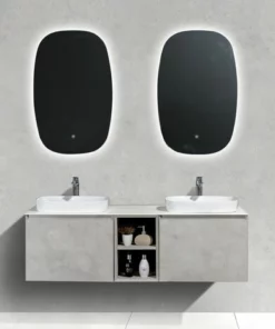 BERNSTEIN Ensemble De Meubles De Salle De Bain INALCO 1500 Gris Effet Béton - Miroir En Option: Sans Miroir, Sans Trous Pré-percés Pour La Robinetterie