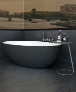 BERNSTEIN Baignoire îlot Design En Pierre Solide LEO - 170 X 105 X 55 Cm - Couleur En Option: Noir / Blanc (mat) -BERNSTEIN Shop 54313576 3