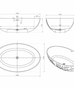 BERNSTEIN Baignoire îlot Design En Pierre Solide LEO - 170 X 105 X 55 Cm - Couleur En Option: Noir / Blanc (mat) -BERNSTEIN Shop 54313576 4