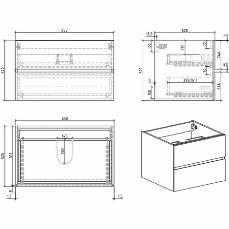 BERNSTEIN Ensemble Pour Salle De Bain EDGE 1700 - Dans Différentes Couleurs - Armoire De Toilette Et Colonne En Option: Sans Miroir, Sans Meuble Mural, Béton, Blanc Brillant 5 BERNSTEIN Ensemble Pour Salle De Bain EDGE 1700 - Dans Différentes Couleurs - Armoire De Toilette Et Colonne En Option: Sans Miroir, Sans Meuble Mural, Béton, Blanc Brillant – Image 3