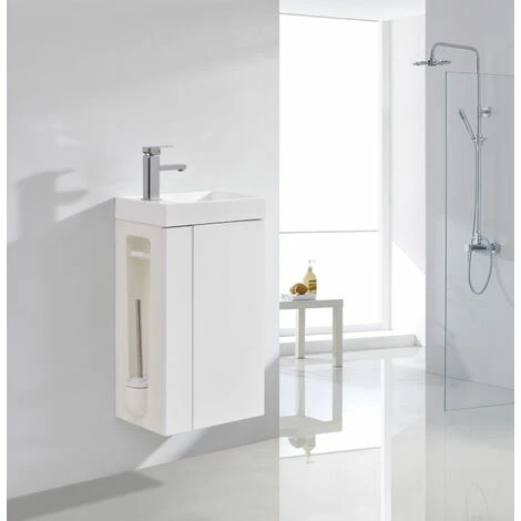 BERNSTEIN Lave-mains Pour WC Ou Petite Salle De Bain Compact 400 - Blanc Mat -armoire De Toilette Et Miroir En Option: Sans Miroir, Sans Bonde Pop Up, Brosse WC à Gauche 3 BERNSTEIN Lave-mains Pour WC Ou Petite Salle De Bain Compact 400 - Blanc Mat -armoire De Toilette Et Miroir En Option: Sans Miroir, Sans Bonde Pop Up, Brosse WC à Gauche