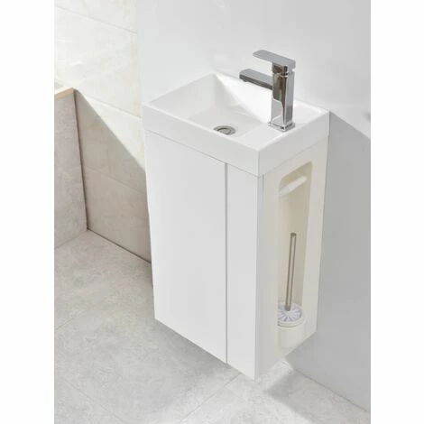 BERNSTEIN Lave-mains Pour WC Ou Petite Salle De Bain Compact 400 - Blanc Mat -armoire De Toilette Et Miroir En Option: Sans Miroir, Sans Bonde Pop Up, Brosse WC à Gauche 6 BERNSTEIN Lave-mains Pour WC Ou Petite Salle De Bain Compact 400 - Blanc Mat -armoire De Toilette Et Miroir En Option: Sans Miroir, Sans Bonde Pop Up, Brosse WC à Gauche – Image 4