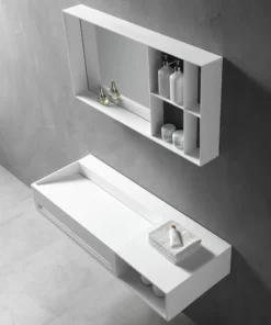 BERNSTEIN Vasque Murale Avec Espace De Rangement TWG62 - Solid Surface - Largeur Sélectionnable: 100 Cm