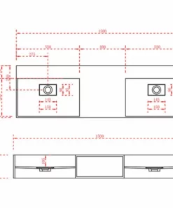 BERNSTEIN Double Vasque Murale En Solid Surface / Pierre Solide TWG235 - Blanc Mat - 150 X 45 X 20 Cm -BERNSTEIN Shop 54313606 3