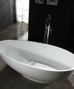 BERNSTEIN Baignoire îlot Design En Pierre Solide VIGO - Blanc Mat - Dimensions Sélectionnables: 150 X 75 Cm (de)