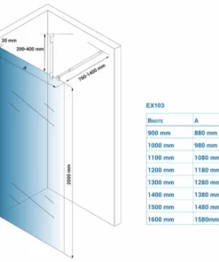 BERNSTEIN Walk-In Nano EX103 10 Mm Verre Super White - Couleur Du Profil & Largeur Au Choix: 900mm, Sans (à Partir De 130cm De Largeur Avec Barre De Stabilisation), Chrom Hochglanz (de), Sans LED -BERNSTEIN Shop 54313926 5