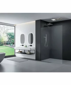 BERNSTEIN Paroi De Douche à L'italienne EX103S - Super White Glass -10mm - Profilé En Acier Inox 14mm - Dimensions Verre Et Couleur Profilé à Choix: 900mm, Sans (à Partir De 130cm De Largeur Avec Barre De Stabilisation), Acier Inoxydable Brossé