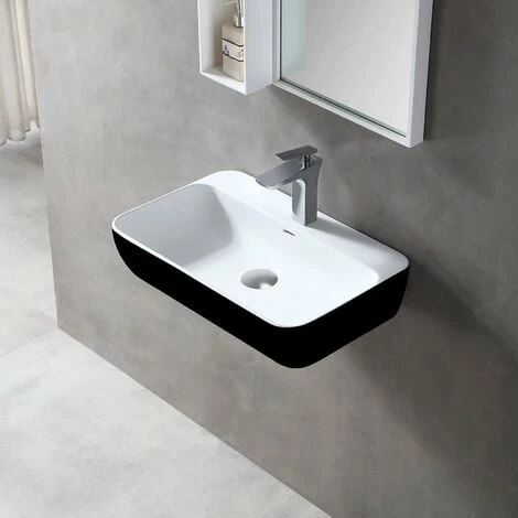 BERNSTEIN Vasque à Poser Ou Lavabo à Suspendre TWG201 En Solide Surface (Solid Stone) – Noir/blanc Mat – 60 X 40 X 14 Cm 3 BERNSTEIN Vasque à Poser Ou Lavabo à Suspendre TWG201 En Solide Surface (Solid Stone) – Noir/blanc Mat – 60 X 40 X 14 Cm