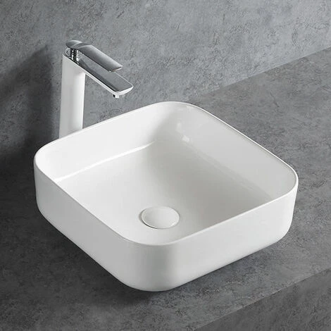 BERNSTEIN Lave-mains à Poser En Céramique Sanitaire KW6134 - 38,5 X 38,5 X 13,5 Cm - Couleur En Option: Sans Bonde Pop Up, Blanc Brillant 3 BERNSTEIN Lave-mains à Poser En Céramique Sanitaire KW6134 - 38,5 X 38,5 X 13,5 Cm - Couleur En Option: Sans Bonde Pop Up, Blanc Brillant