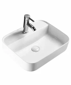 BERNSTEIN Vasque à Poser En Céramique Sanitaire KW8085 - 50 X 40 X 13 Cm - Couleur En Option: Sans Bonde Pop Up, Blanc Brillant