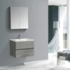 BERNSTEIN Ensemble Pour Salle De Bain EDGE 650 - Dans Différentes Couleurs - Armoire De Toilette Et Colonne En Option: Sans Miroir, Sans Meuble Mural, Béton, Blanc Brillant