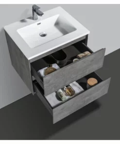 BERNSTEIN Ensemble Pour Salle De Bain EDGE 650 - Dans Différentes Couleurs - Armoire De Toilette Et Colonne En Option: Sans Miroir, Sans Meuble Mural, Béton, Blanc Brillant -BERNSTEIN Shop 54314133 3