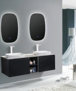 BERNSTEIN Ensemble De Meubles De Salle De Bain INALCO 1500 - Noir Revêtement En Poudre - Miroir En Option: Sans Miroir, Sans Trous Pré-percés Pour La Robinetterie