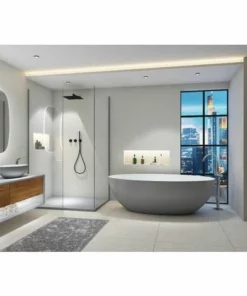 BERNSTEIN Baignoire îlot En Solid Surface RELAX - Gris/blanc - 176x103cm: Sans Cache Supplémentaire -BERNSTEIN Shop 54314182 4