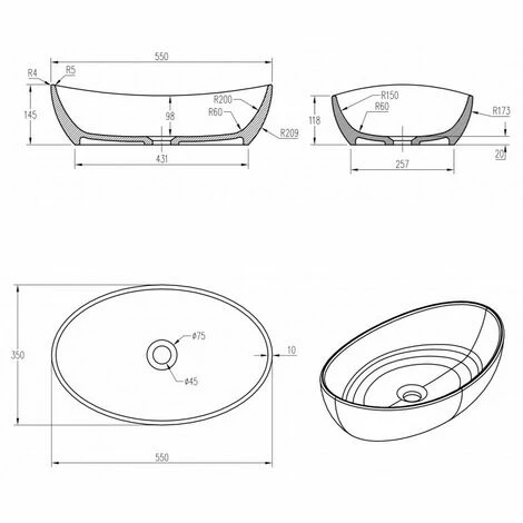 BERNSTEIN Vasque à Poser En Pierre Solide (Solide Stone) PB2004B En Noir Mat - 55 X 35 X 14,5 Cm: Sans Cache Supplémentaire 4 BERNSTEIN Vasque à Poser En Pierre Solide (Solide Stone) PB2004B En Noir Mat - 55 X 35 X 14,5 Cm: Sans Cache Supplémentaire – Image 2