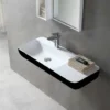 BERNSTEIN Lavabo Mural / Vasque à Poser TWG202 En Solide Surface (Solid Stone) - Noir/blanc Mat - 90x40x12cm -BERNSTEIN Shop 54314300 1