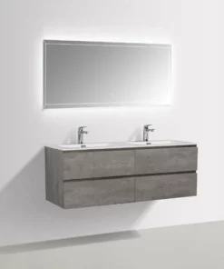 BERNSTEIN Meuble Salle De Bain Alice 1380 Gris Effet Béton - Miroir En Option: Sans Miroir, Mat