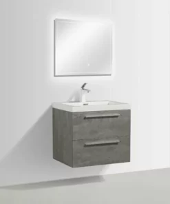 BERNSTEIN Ensemble Salle De Bain M600 - Gris Effet Béton - Miroir En Option: Sans Miroir