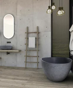 BERNSTEIN Vasque Design à Poser VELA En Fonte Minérale - Gris Effet Béton Mat - 60,5 X 43,5 X 16 Cm: Sans Bonde Pop Up -BERNSTEIN Shop 54314541 4