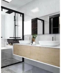 BERNSTEIN Meuble De Salle De Bain Fiona 1800 - Façade Effet Béton Ou Chêne - Miroir Et Colonne De Rangement En Option: Sans Miroir, Sans Meuble Mural, Sans Cache Supplémentaire, Sans Vasque à Poser, Optique De Chêne -BERNSTEIN Shop 54314579 4