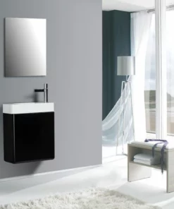 BERNSTEIN Petit Ensemble Pour Salle De Bain CARO 450 - Dans Différentes Couleurs - Miroir Ou Armoire De Toilette En Option: Noir (mat), Sans Miroir