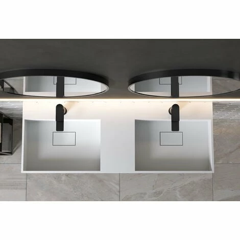 BERNSTEIN Double Vasque Murale En Solid Surface TWG231 - Blanc Mat - Largeur Sélectionnable: 122 Cm 4 BERNSTEIN Double Vasque Murale En Solid Surface TWG231 - Blanc Mat - Largeur Sélectionnable: 122 Cm – Image 2