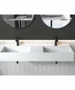 BERNSTEIN Double Vasque Murale En Solid Surface TWG231 - Blanc Mat - Largeur Sélectionnable: 122 Cm 10 BERNSTEIN Double Vasque Murale En Solid Surface TWG231 - Blanc Mat - Largeur Sélectionnable: 122 Cm -BERNSTEIN Shop 54314592 4