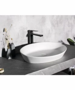 BERNSTEIN Vasque à Poser En Solid Surface - NT2660 - 60 X 40 X 12,5 Cm - Blanc Mat: Sans Bonde Pop Up