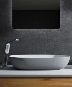 BERNSTEIN Vasque à Poser O-540 En Fonte Minérale - Gris/blanc - 54 X 34 X 12 Cm: Sans Cache Supplémentaire