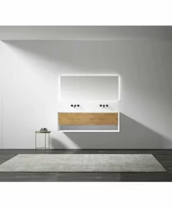 BERNSTEIN Meuble De Salle De Bain Avec Double Vasque Fiona 1400 - Façade Effet Chêne - Miroir & Colonne De Rangement En Option: Sans Miroir, Sans Meuble Mural 9 BERNSTEIN Meuble De Salle De Bain Avec Double Vasque Fiona 1400 - Façade Effet Chêne - Miroir & Colonne De Rangement En Option: Sans Miroir, Sans Meuble Mural -BERNSTEIN Shop 54314701 3