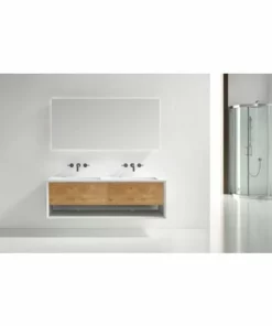 BERNSTEIN Meuble De Salle De Bain Avec Double Vasque Fiona 1400 - Façade Effet Chêne - Miroir & Colonne De Rangement En Option: Sans Miroir, Sans Meuble Mural 10 BERNSTEIN Meuble De Salle De Bain Avec Double Vasque Fiona 1400 - Façade Effet Chêne - Miroir & Colonne De Rangement En Option: Sans Miroir, Sans Meuble Mural -BERNSTEIN Shop 54314701 4