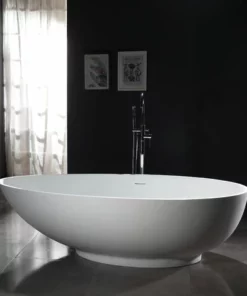 BERNSTEIN Baignoire îlot Design En Pierre Solide VIGO - Blanc Mat - Dimensions Sélectionnables Et Accessoires En Option: Sans Robinet Mitigeur, Sans Siphon, 150 X 75 Cm (de)