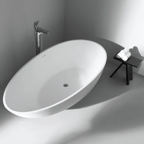 BERNSTEIN Baignoire îlot Design En Pierre Solide VIGO - Blanc Mat - Dimensions Sélectionnables Et Accessoires En Option: Sans Robinet Mitigeur, Sans Siphon, 150 X 75 Cm (de) 4 BERNSTEIN Baignoire îlot Design En Pierre Solide VIGO - Blanc Mat - Dimensions Sélectionnables Et Accessoires En Option: Sans Robinet Mitigeur, Sans Siphon, 150 X 75 Cm (de) – Image 2