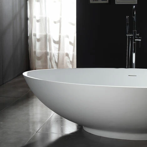 BERNSTEIN Baignoire îlot Design En Pierre Solide VIGO - Blanc Mat - Dimensions Sélectionnables Et Accessoires En Option: Sans Robinet Mitigeur, Sans Siphon, 150 X 75 Cm (de) 6 BERNSTEIN Baignoire îlot Design En Pierre Solide VIGO - Blanc Mat - Dimensions Sélectionnables Et Accessoires En Option: Sans Robinet Mitigeur, Sans Siphon, 150 X 75 Cm (de) – Image 4