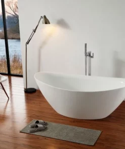 BERNSTEIN Baignoire îlot En Acrylique Sanitaire Blanc Brillant BELLAGIO - 180 X 86 X 65 Cm - Robinetterie En Option: Sans Robinet Mitigeur, Sans Siphon