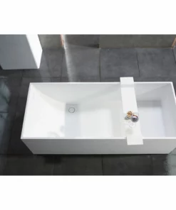 BERNSTEIN Baignoire îlot En Pierre Solide (Solid Surface) LUNA Blanc Mat + Bonde Pop Up 170x72cm - Robinetterie En Option: Sans Robinet Mitigeur, Sans Siphon -BERNSTEIN Shop 54314790 4