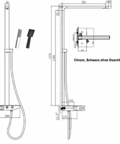 BERNSTEIN Colonne De Douche NT7385 Avec Tablette En Verre Flexible Et Douchette - Couleur Sélectionnable: Chrome, Sans Pomme De Douche -BERNSTEIN Shop 54314882 2