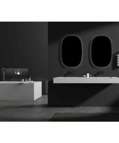 BERNSTEIN Double Vasque Murale BA8015 En Solid Surface - 153 X 45 X 12 Cm - Couleur Au Choix - Console Métallique En Option: Blanc Mat, Sans Console Métallique -BERNSTEIN Shop 54314972 3