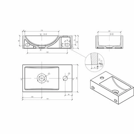 BERNSTEIN Lave-mains En Solid Surface BA18 - 40 X 22 X 10 Cm - Couleur Et Plage De Robinetterie à Droite Ou à Gauche Sélectionnables: Blanc Mat, Sans Bonde Pop Up, Sans Cache Supplémentaire, Espace De Rangement à Droite, Sans Console Métallique 5 BERNSTEIN Lave-mains En Solid Surface BA18 - 40 X 22 X 10 Cm - Couleur Et Plage De Robinetterie à Droite Ou à Gauche Sélectionnables: Blanc Mat, Sans Bonde Pop Up, Sans Cache Supplémentaire, Espace De Rangement à Droite, Sans Console Métallique – Image 3