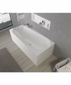 BERNSTEIN Baignoire îlot ONDA En Acrylique Sanitaire Blanc Brillant - 170 X 78 X 58 Cm - Robinetterie 6080 En Option: Sans Siphon, Sans Mitigeur 6080, Blanc Brillant