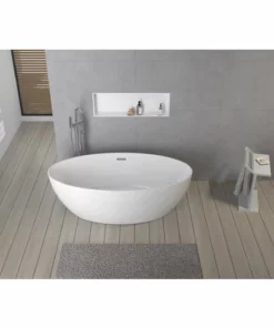 BERNSTEIN Baignoire îlot TERRA 2.0 En Acrylique Sanitaire - 160 X 80 X 58 Cm - Couleur Sélectionnable: Sans Robinet Mitigeur, Blanc Brillant -BERNSTEIN Shop 54315144 5